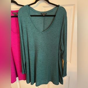 🍀Lane Bryant 26/28 V Neck Waffle Knit Ling Sleeve Pullover🍀